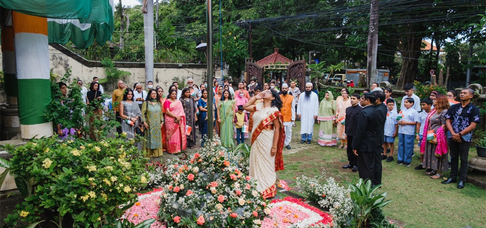 Flag Unfurling Ceremony at CGI, Bali on the occasion of 74th Republic Day of India. The event was attended by over 90 people consisting Indian Community, Indonesian community & friends of India